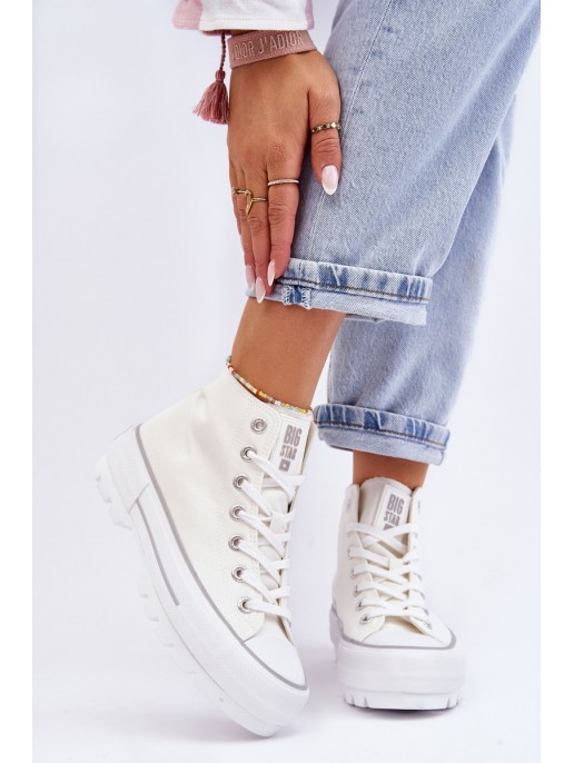 Aukšto audinio platforminiai sportbačiai Big Star LL274156 balti