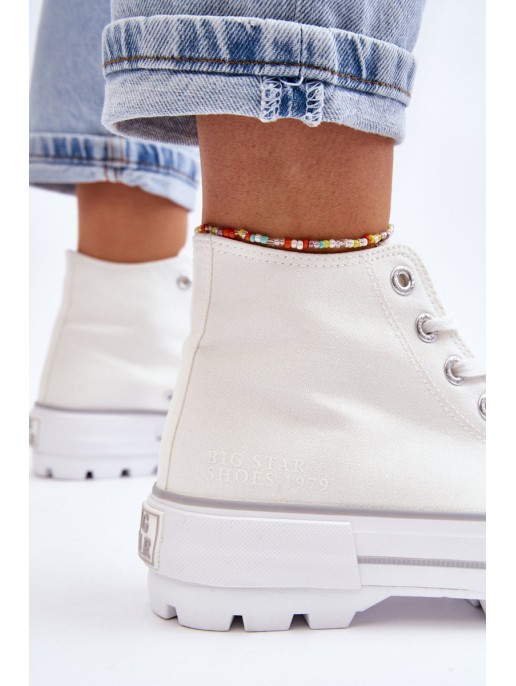Aukšto audinio platforminiai sportbačiai Big Star LL274156 balti