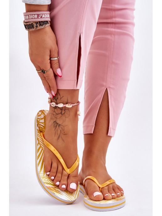 Women's Fashionable Flip Flops Big Star LL274819 Yellow Women's Fashionable Flip Flops Big Star LL274819 Yellow