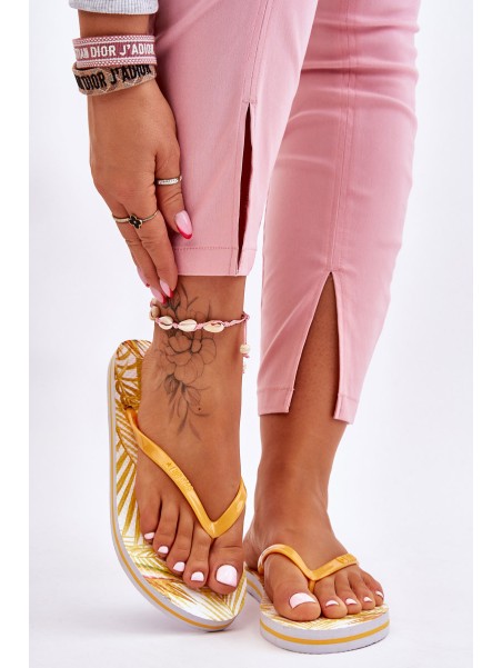 Women's Fashionable Flip Flops Big Star LL274819 Yellow