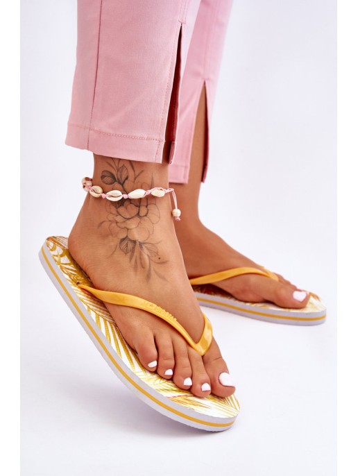 Women's Fashionable Flip Flops Big Star LL274819 Yellow Women's Fashionable Flip Flops Big Star LL274819 Yellow