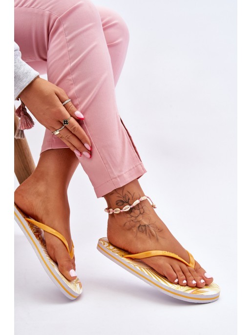 Women's Fashionable Flip Flops Big Star LL274819 Yellow Women's Fashionable Flip Flops Big Star LL274819 Yellow