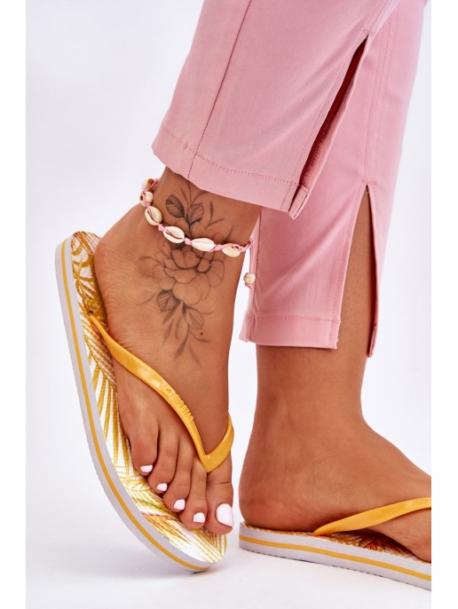 Women's Fashionable Flip Flops Big Star LL274819 Yellow Women's Fashionable Flip Flops Big Star LL274819 Yellow