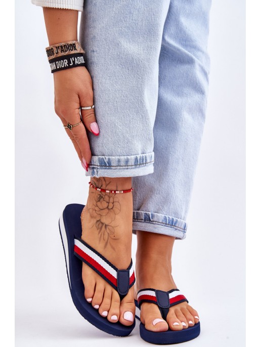 Women's Big Star Platform Flip Flops LL274779 Navy Blue
