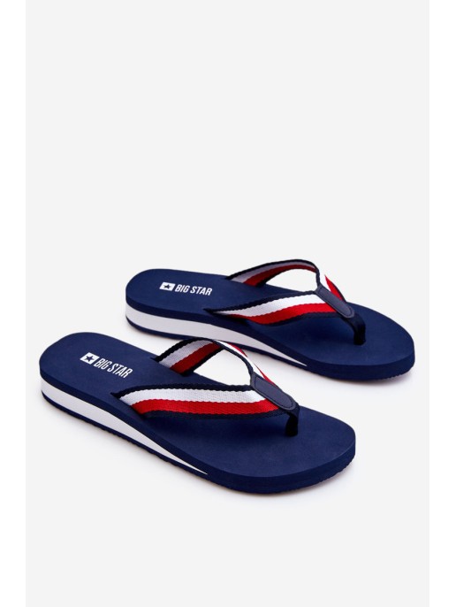 Women's Big Star Platform Flip Flops LL274779 Navy Blue