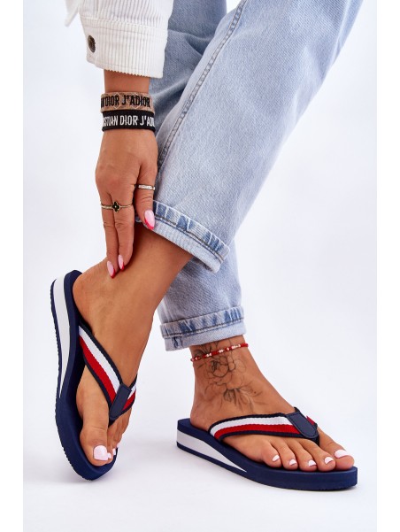 Women's Big Star Platform Flip Flops LL274779 Navy Blue