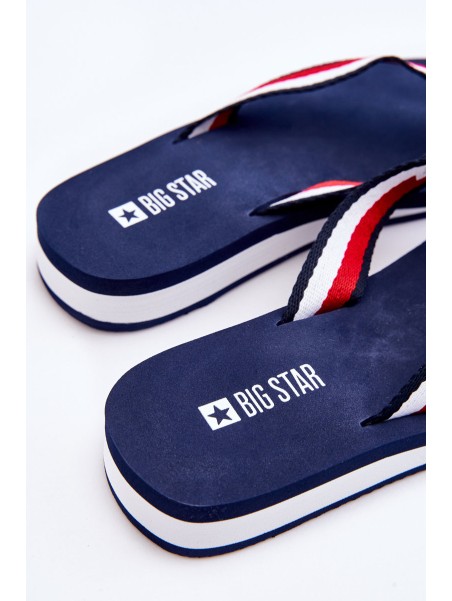 Women's Big Star Platform Flip Flops LL274779 Navy Blue