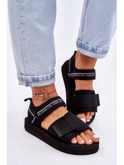 Moteriški sandalai su lipdukais Big Star LL274784 juodi