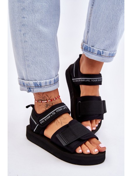 Moteriški sandalai su lipdukais Big Star LL274784 juodi