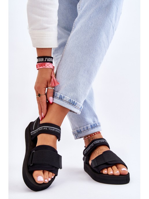 Moteriški sandalai su lipdukais Big Star LL274784 juodi