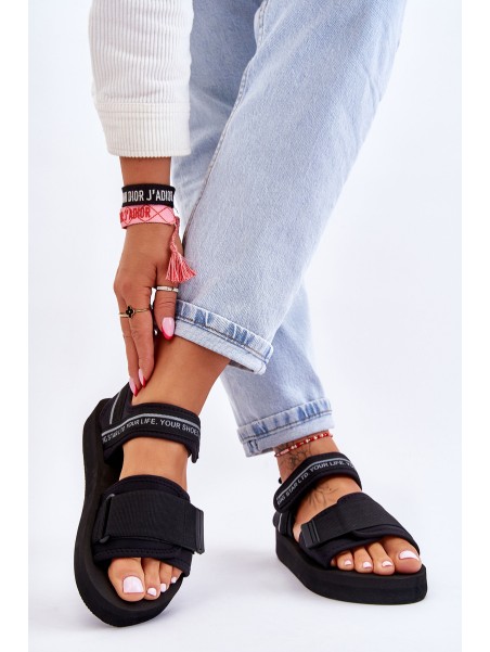 Moteriški sandalai su lipdukais Big Star LL274784 juodi