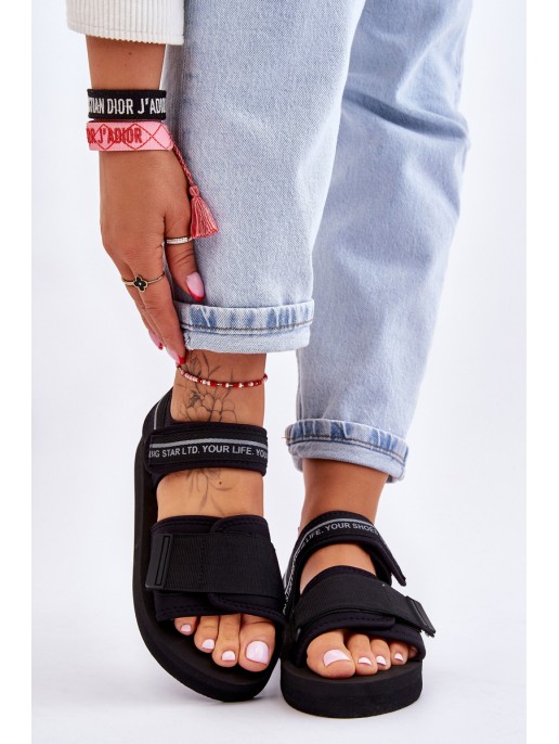 Moteriški sandalai su lipdukais Big Star LL274784 juodi