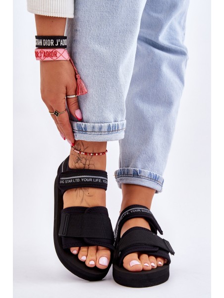 Moteriški sandalai su lipdukais Big Star LL274784 juodi