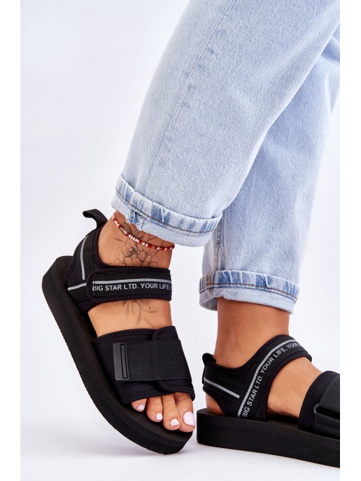 Moteriški sandalai su lipdukais Big Star LL274784 juodi
