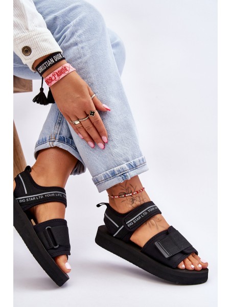 Moteriški sandalai su lipdukais Big Star LL274784 juodi