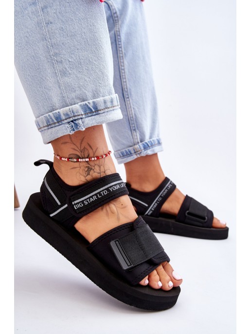 Moteriški sandalai su lipdukais Big Star LL274784 juodi