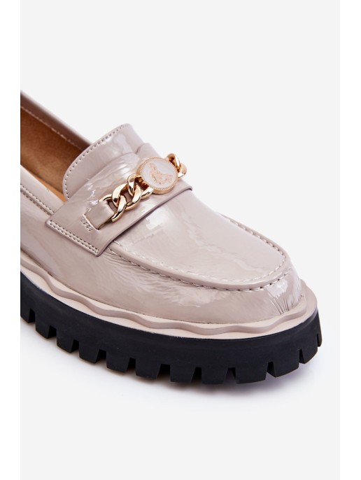 Patent Leather Platform Loafers Light Gray Ronin
