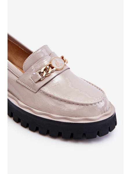 Patent Leather Platform Loafers Light Gray Ronin