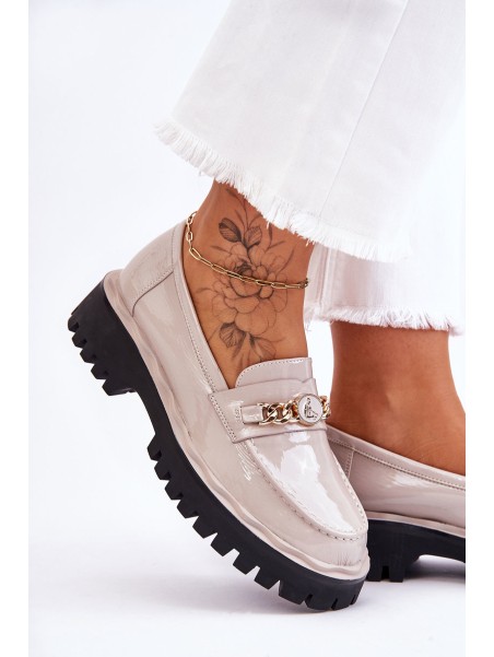 Patent Leather Platform Loafers Light Gray Ronin