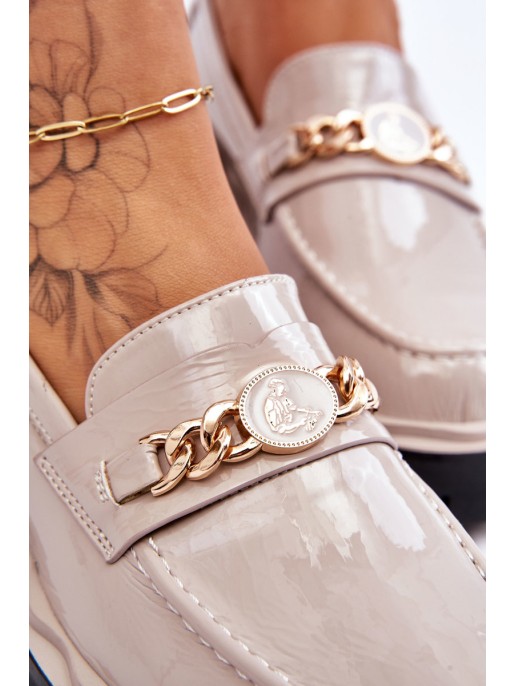 Patent Leather Platform Loafers Light Gray Ronin