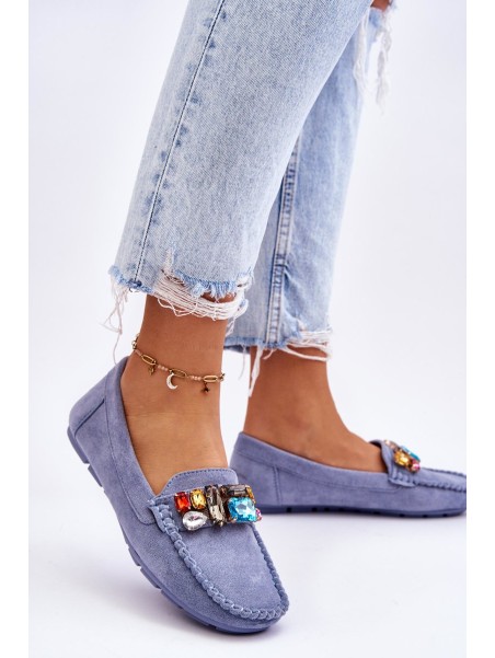 Moteriški zomšiniai batai su kristalais, mėlynais Lucille