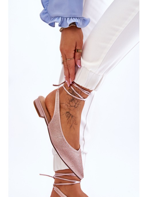 Tied Ballerinas With Rhinestones Beige Mavis