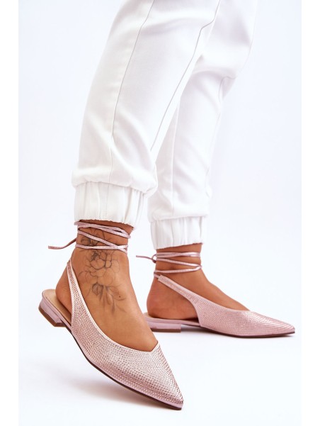 Tied Ballerinas With Rhinestones Beige Mavis