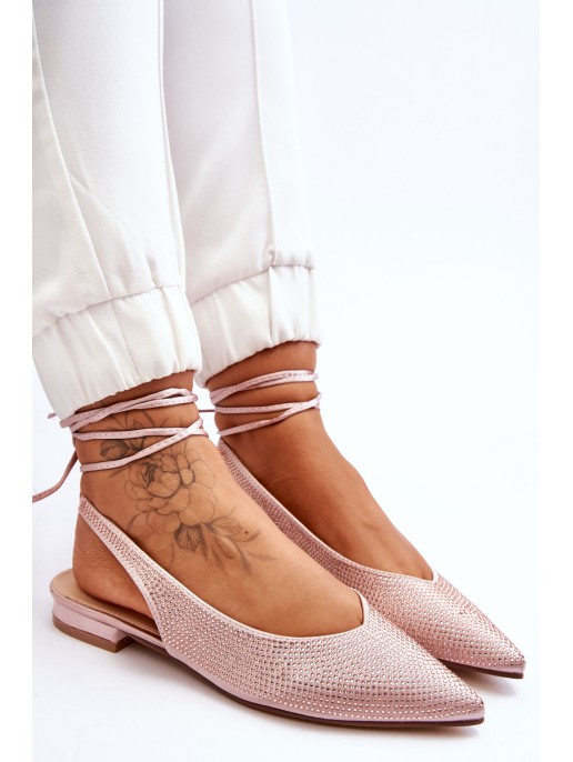 Tied Ballerinas With Rhinestones Beige Mavis