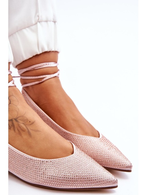 Tied Ballerinas With Rhinestones Beige Mavis