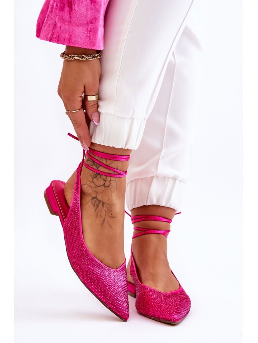 Tied Ballerinas With Rhinestones Fuchsia Mavis