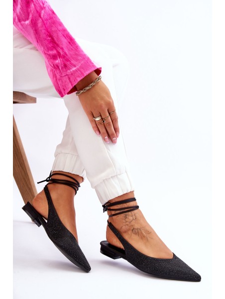 Surištos balerinos su kalnų krištolais Black Mavis