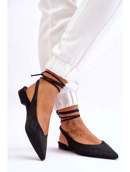 Surištos balerinos su kalnų krištolais Black Mavis