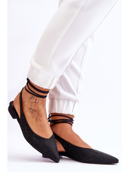 Surištos balerinos su kalnų krištolais Black Mavis