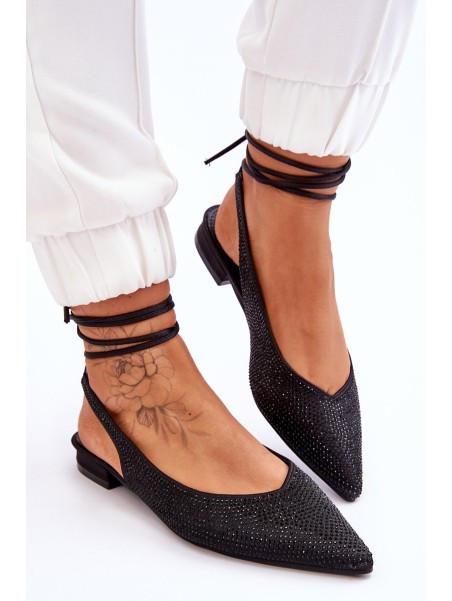 Surištos balerinos su kalnų krištolais Black Mavis