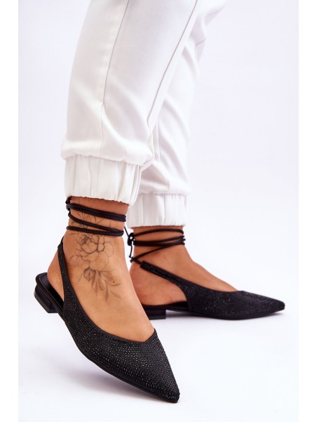 Surištos balerinos su kalnų krištolais Black Mavis