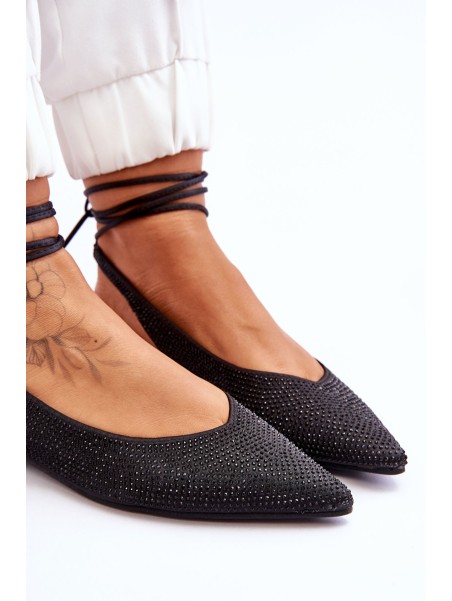 Surištos balerinos su kalnų krištolais Black Mavis