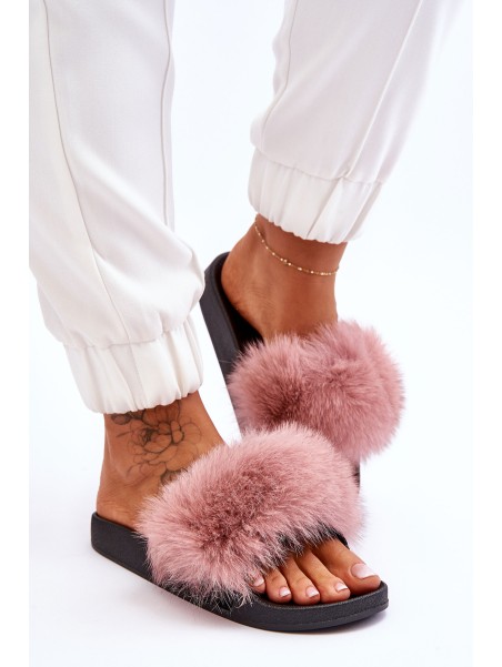 Women's Rubber Slippers With Fur Pink Lucrece