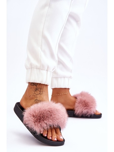 Women's Rubber Slippers With Fur Pink Lucrece