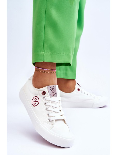 Women's Cross Jeans Fabric Sneakers LL2R4043 White