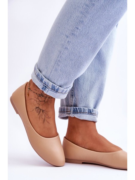 Leather Ballerina Classic Beige Stacee