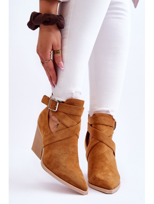 Women's Suede Cowboy Boots Camel Dennise