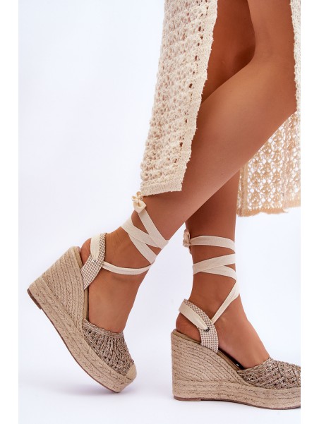 Tied Women's Wedge Sandals Beige Josephine