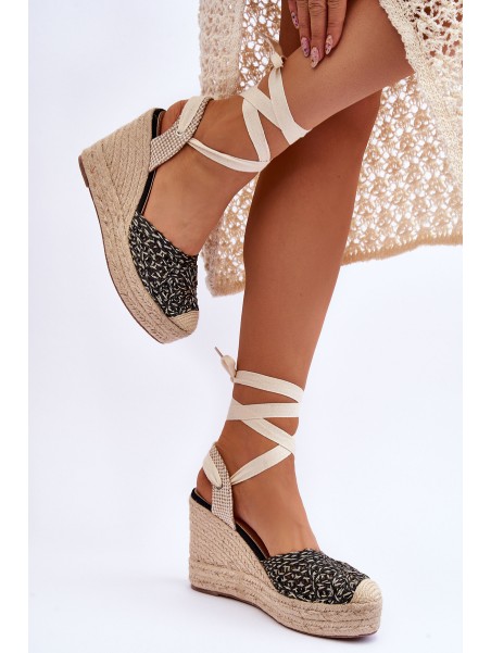 Tied Women's Wedge Sandals Black Josephine