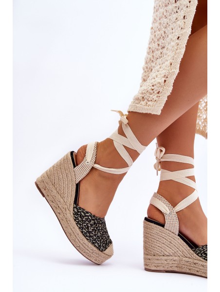 Tied Women's Wedge Sandals Black Josephine