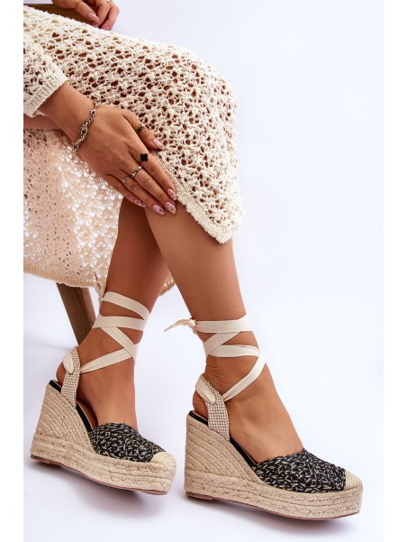 Tied Women's Wedge Sandals Black Josephine