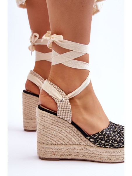 Tied Women's Wedge Sandals Black Josephine