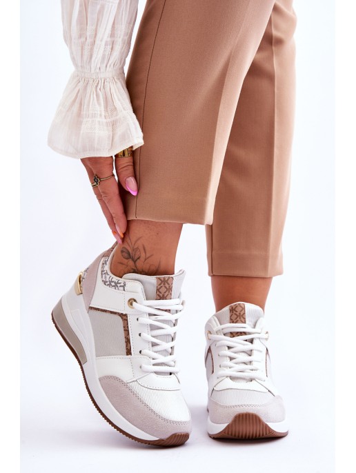 Women's Wedge Sneakers White Chevre