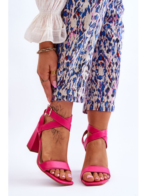 Elegant Sandals On A Block Heel Fuchsia Michele