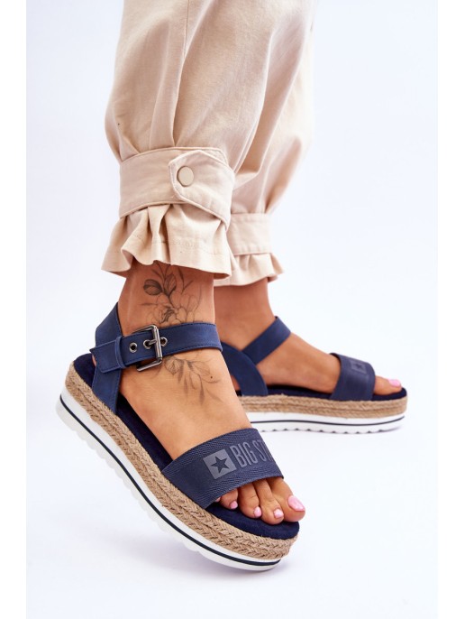 Patogūs moteriški sandalai su Big Star platforma LL274869 tamsiai mėlyni