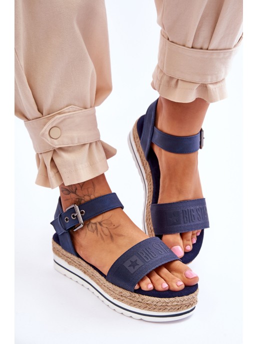 Patogūs moteriški sandalai su Big Star platforma LL274869 tamsiai mėlyni